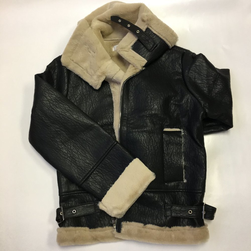 Vegan Leather Jacket faux fur lining NWOT
